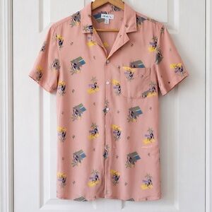 The Rail Men’s Tropical Rayon Button Down Shirt M Beach Resort Short Sleeve